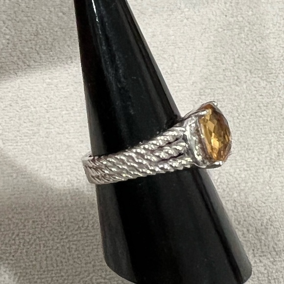 David Yurman Sterling Silver Wheaton Citrine with Diamonds Size 8 - Picture 3 of 12